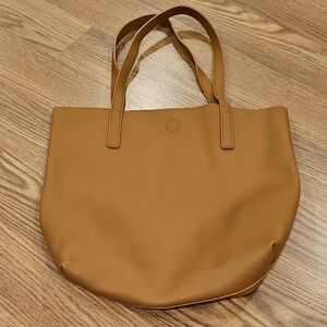 Tan Faux Leather Tote Bag